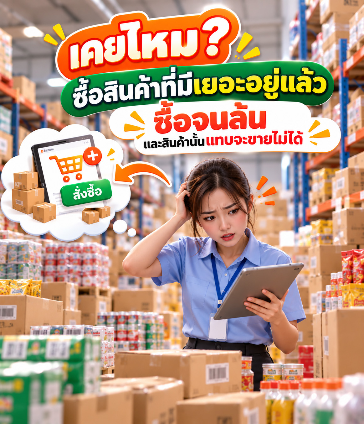 ปัญหาซื้อสินค้าที่มีเยอะอยู่แล้วจนสต็อกล้นและขายไม่ได้ แก้ด้วยระบบจัดซื้อและบริหารสินค้าคงคลังของ Bplus POS